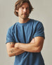 Men's Distressed French Terry Tee - Marine Navy